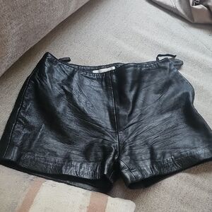 Hugo Buscati Black Leather High Waist Shorts